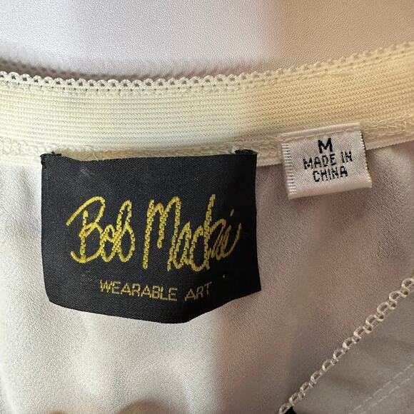 Bob Mackie Floral A-Line Soft Flowy Knee Length Gray Yellow Skirt Medium - Picture 5 of 6